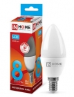 Лампа светодиодная IN HOME-С37-8Вт-4000K-Е14-600Лм