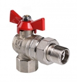 Кран шаровый BASE 3/4" резьба внутренняя-наружная американка угловой ручка бабочка VALTEC