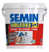 Шпаклевка финишная AIRLESS 3 in 1 (3 в 1) универсальное финишное покрытие для безвоздушного нанесения, грунт/шпаклевка/краска 25кг SEMIN