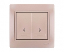 Выключатель 2-клавишный проходной жемчужно-белый перламутр LEZARD MIRA