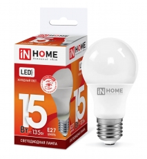 Лампа светодиодная IN HOME-А60-15Вт-6500K-Е27-1350Лм