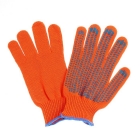 Перчатки акриловые махровые оранжевые с ПВХ 10 класс