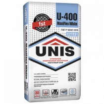 Клей плиточный Юнис U-400 Maxiflex White цементный (С2 ТЕ S1) 20 кг (64)