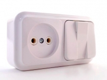 Блок о/п выключатель 3кл+розетка без заземления белая БТ Минск