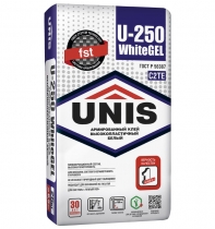 Клей плиточный Юнис U-250 WhiteGEL армированный высокопластичный белый (С2 ТE) 25 кг (48)