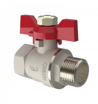 Кран шаровый 1/2" резьба внутренняя-наружная ручка бабочка V&G