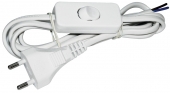 Шнур УШ-1КВ белый с плоской вилкой и выключателем 2м (2х0,75) ИЭК