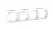 Рамка четырехместная с декоративным элементом белая Unica Schneider Electric