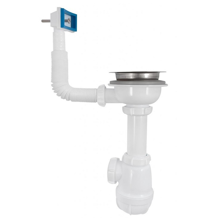 Сифон для мойки 40х3 1/2" с переливом прямоугольным Aquant