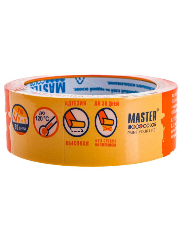 Лента малярная MASTER COLOR золотистая,рисовая бумага 36мм х 25м,терм до 100С,УФ-стойкость 30 дней