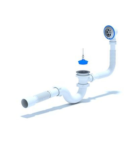 Сифон для ванны с выпуском и переливом 1 1/2" гофра 40/50мм VALFEX