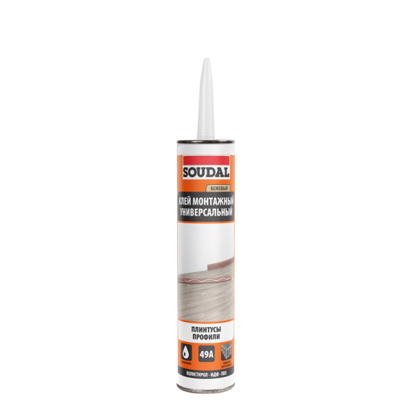 Клей монтажный SOUDAL универсальный каучуковый 49А 280 мл (12)